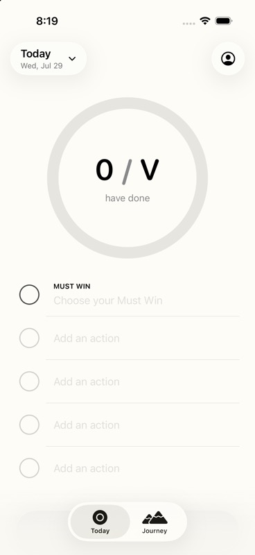 Planning five actions in V Actions